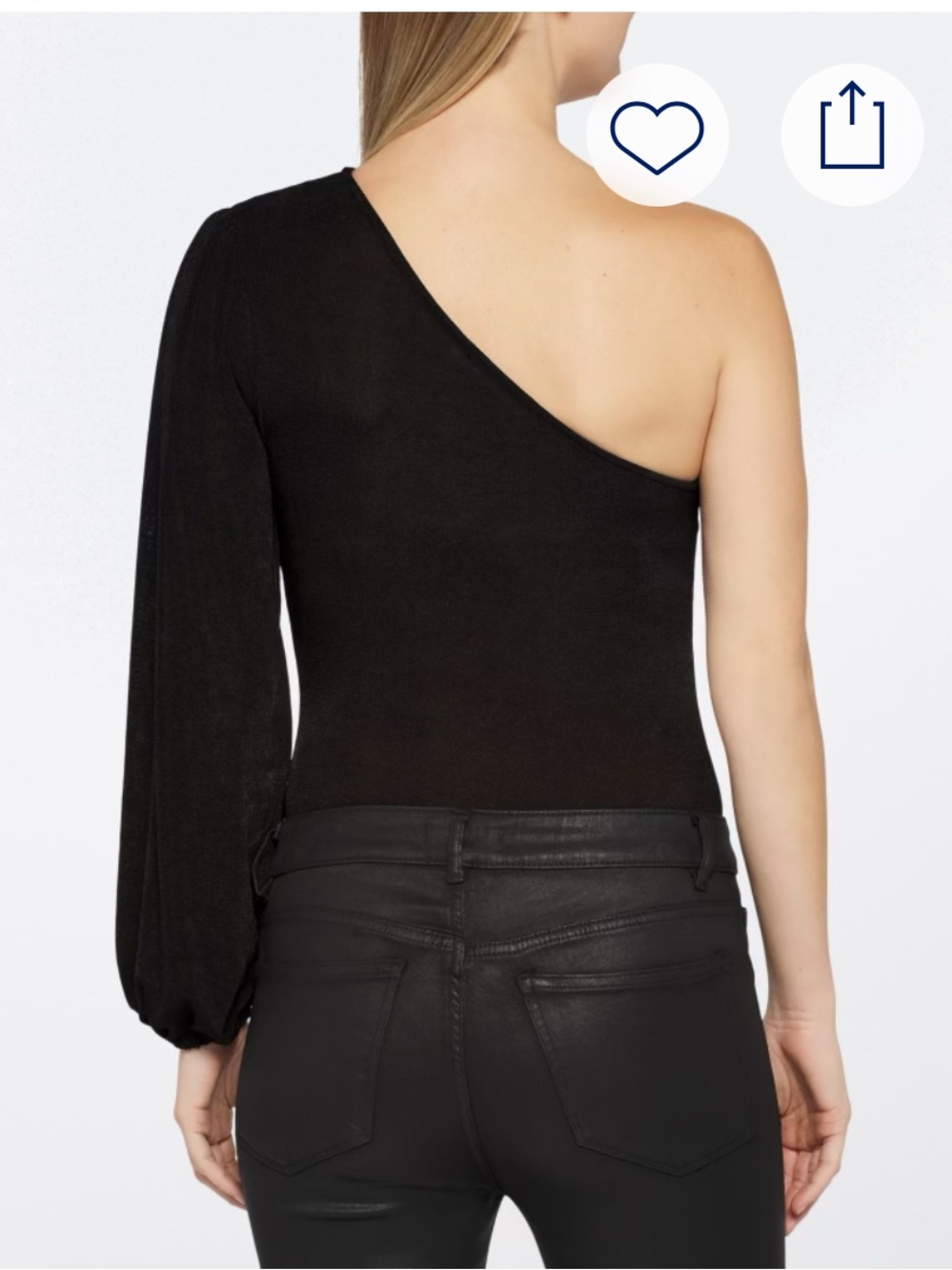 Coro Black One-Shoulder Long-Sleeve Bodysuit - Picture 2 of 10